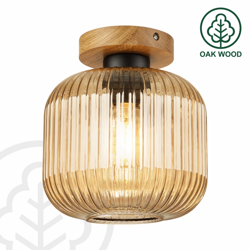 Loftlampe MILOU WOOD 1xE27/15W/230V eg/røget beige Ø 20 cm