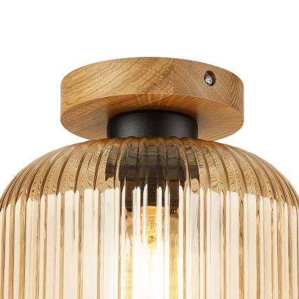 Loftlampe MILOU WOOD 1xE27/15W/230V eg/røget beige Ø 20 cm