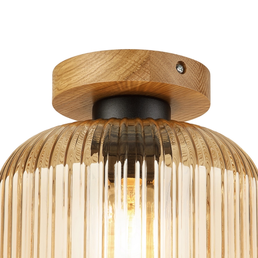 Loftlampe MILOU WOOD 1xE27/15W/230V eg/røget beige Ø 20 cm