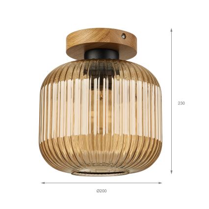 Loftlampe MILOU WOOD 1xE27/15W/230V eg/røget beige Ø 20 cm