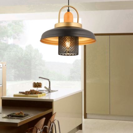 Loftlampe MONZA 1xE27/40W/230V med en diameter på 32 cm sort/guld