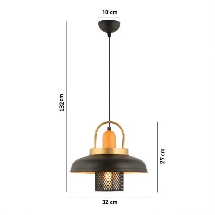 Loftlampe MONZA 1xE27/40W/230V med en diameter på 32 cm sort/guld