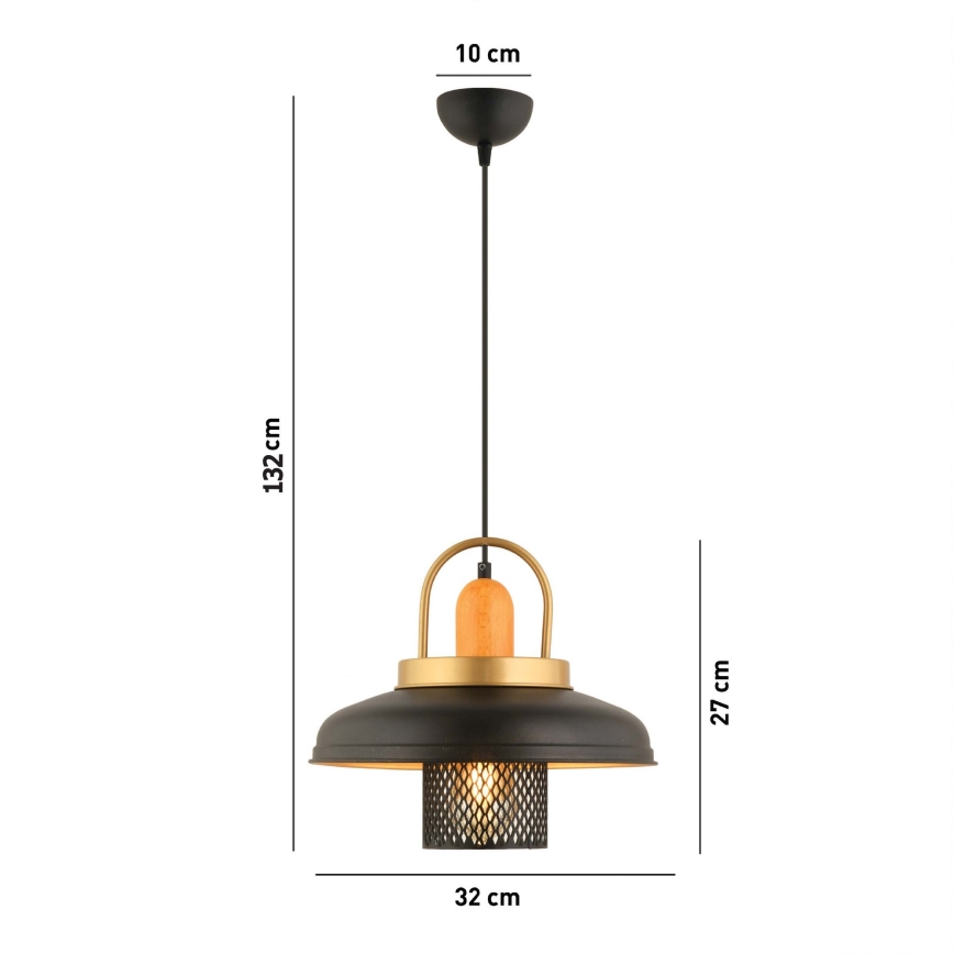 Loftlampe MONZA 1xE27/40W/230V med en diameter på 32 cm sort/guld