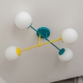Loftlampe MOON 4xE27/15W/230V turkis/gul