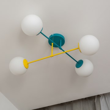 Loftlampe MOON 4xE27/15W/230V turkis/gul