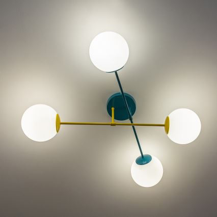 Loftlampe MOON 4xE27/15W/230V turkis/gul