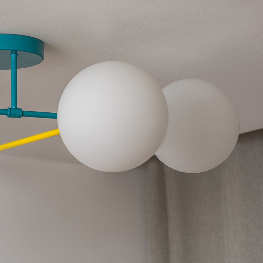 Loftlampe MOON 4xE27/15W/230V turkis/gul