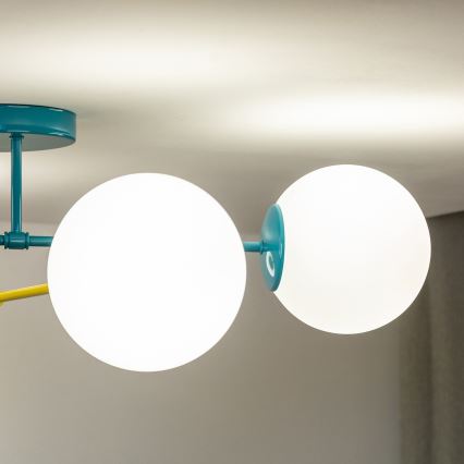 Loftlampe MOON 4xE27/15W/230V turkis/gul