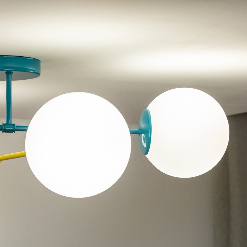 Loftlampe MOON 4xE27/15W/230V turkis/gul