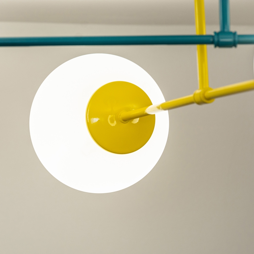 Loftlampe MOON 4xE27/15W/230V turkis/gul