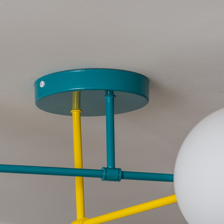 Loftlampe MOON 4xE27/15W/230V turkis/gul