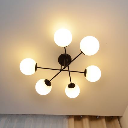 Loftlampe MOON 6xE27/15W/230V sort
