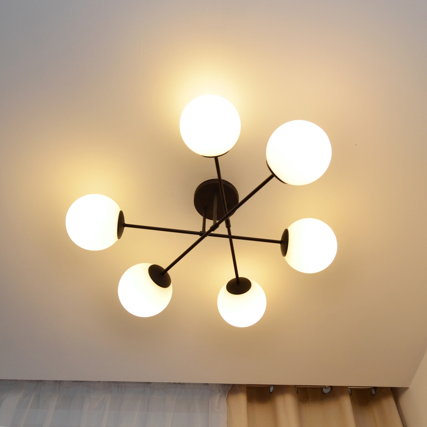 Loftlampe MOON 6xE27/15W/230V sort