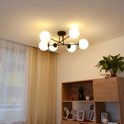 Loftlampe MOON 6xE27/15W/230V sort