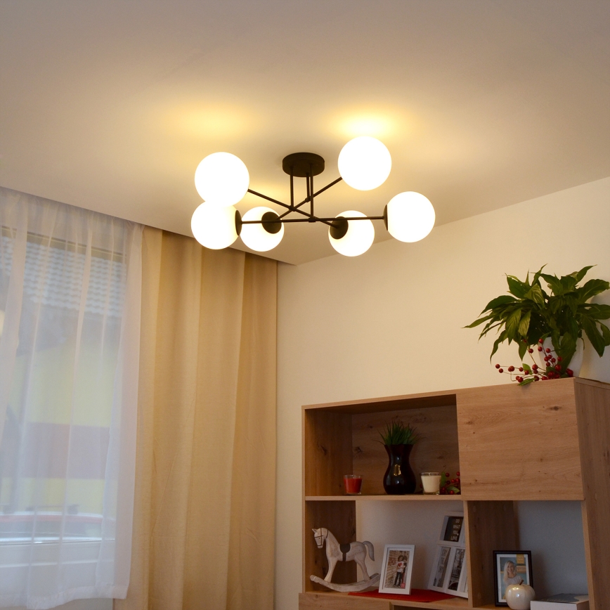 Loftlampe MOON 6xE27/15W/230V sort