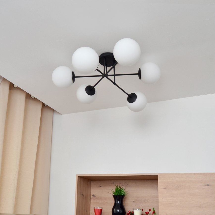 Loftlampe MOON 6xE27/15W/230V sort