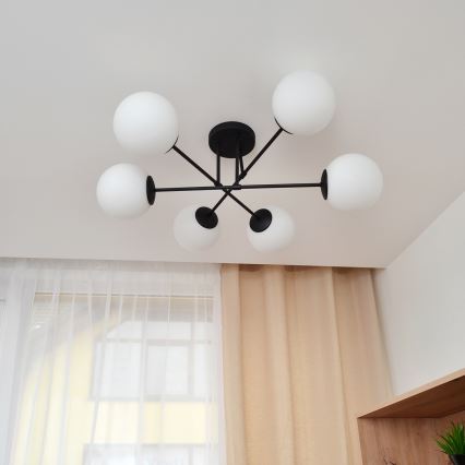 Loftlampe MOON 6xE27/15W/230V sort