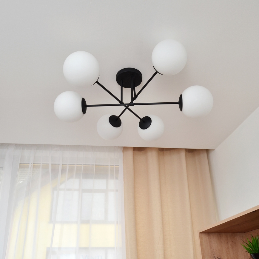 Loftlampe MOON 6xE27/15W/230V sort