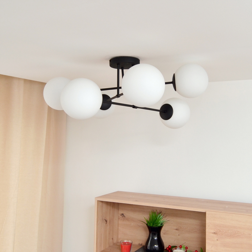 Loftlampe MOON 6xE27/15W/230V sort