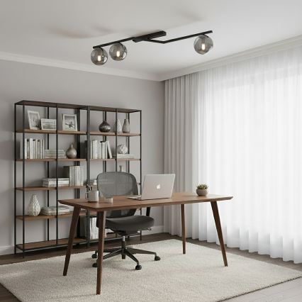 Loftlampe NATON 3xE14/10W/230V sort/røgfarvet