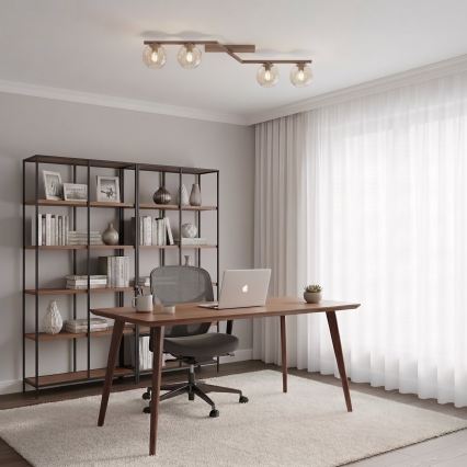 Loftlampe NATON 4xE14/10W/230V beige/røgfarvet beige