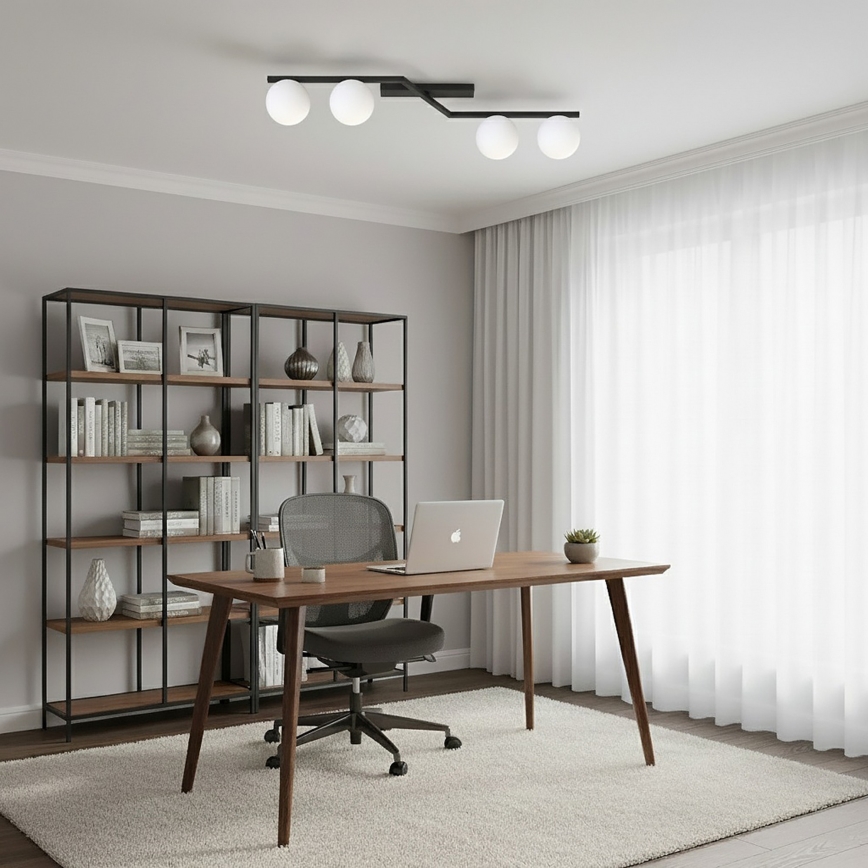 Loftlampe NATON 4xE14/10W/230V sort/hvid