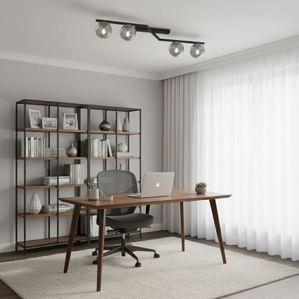 Loftlampe NATON 4xE14/10W/230V sort/røgfarvet