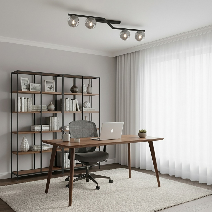 Loftlampe NATON 4xE14/10W/230V sort/røgfarvet