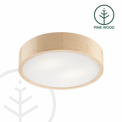 Loftlampe NATURAL 2xE27/60W/230V ø 37 cm fyrretræ - FSC certificeret