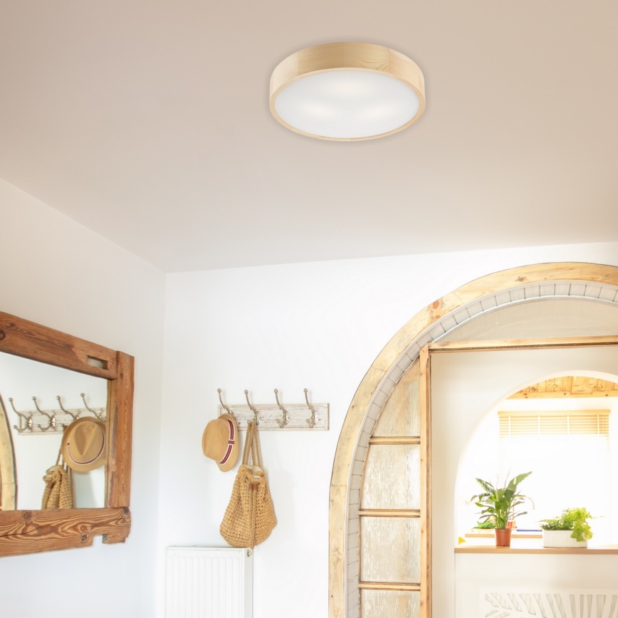 Loftlampe NATURAL 3xE27/60W/230V Ø 47,5 cm i fyrretræ