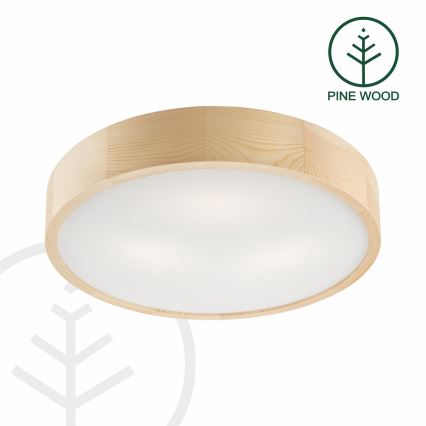 Loftlampe NATURAL 3xE27/60W/230V Ø 47,5 cm i fyrretræ