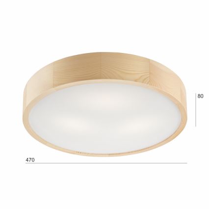 Loftlampe NATURAL 3xE27/60W/230V Ø 47,5 cm i fyrretræ