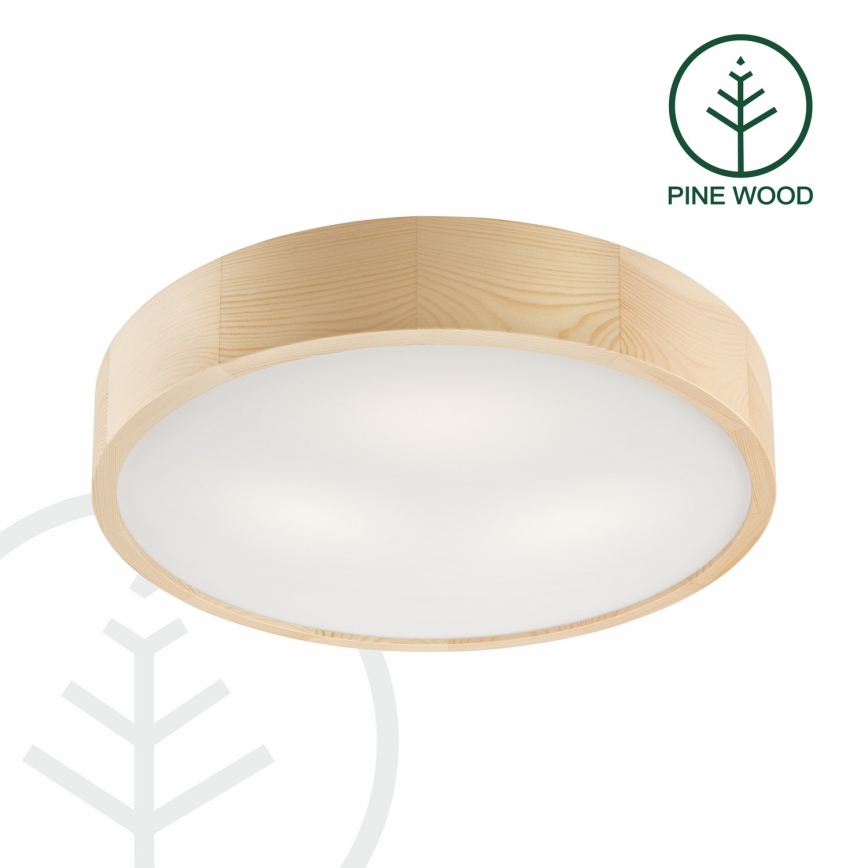 Loftlampe NATURAL 3xE27/60W/230V ø 47 cm fyrretræ