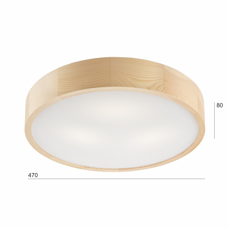 Loftlampe NATURAL 3xE27/60W/230V ø 47 cm fyrretræ