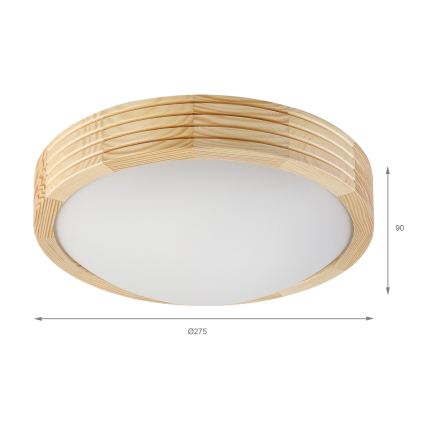 Loftlampe NATURAL MODERN 1xE27/15W/230V Ø 27,5 cm fyrretræ