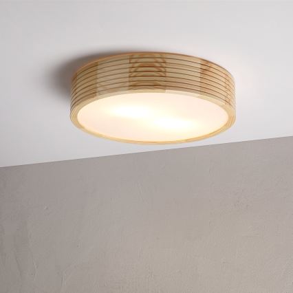 Loftlampe NATURAL MODERN 2xE27/15W/230V Ø 37,5 cm fyrretræ