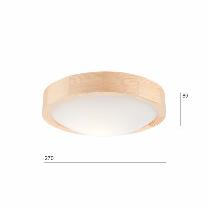 Loftlampe NATURAL SLIM 1xE27/60W/230V diam. 27 cm fyrretræ