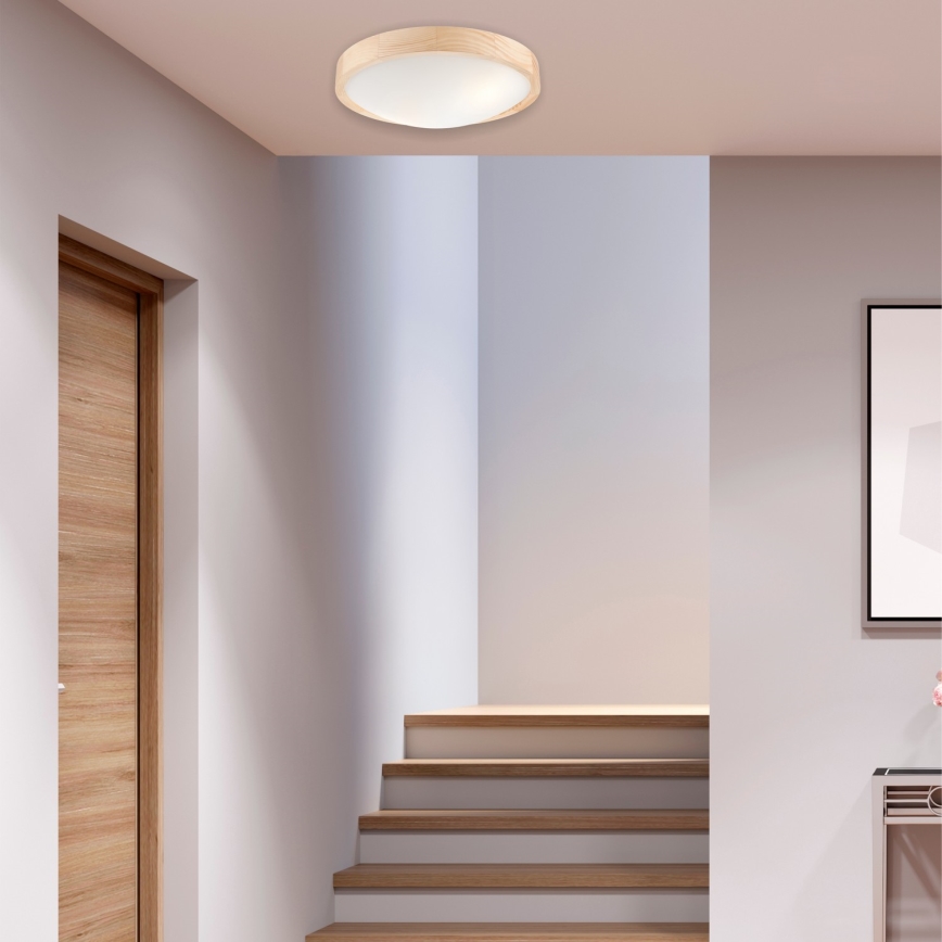 Loftlampe NATURAL SLIM 2xE27/60W/230V Ø37 cm fyrretræ