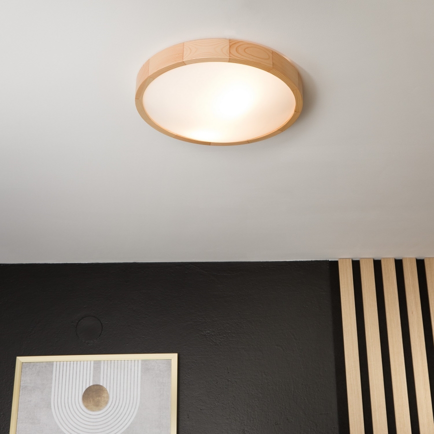 Loftlampe NATURAL SLIM 2xE27/60W/230V Ø37 cm fyrretræ