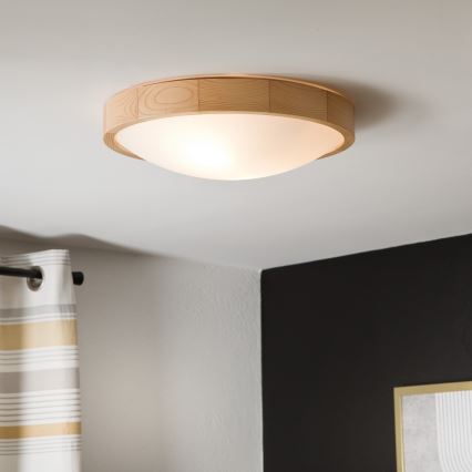 Loftlampe NATURAL SLIM 2xE27/60W/230V Ø37 cm fyrretræ