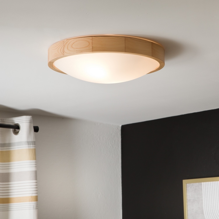 Loftlampe NATURAL SLIM 2xE27/60W/230V Ø37 cm fyrretræ
