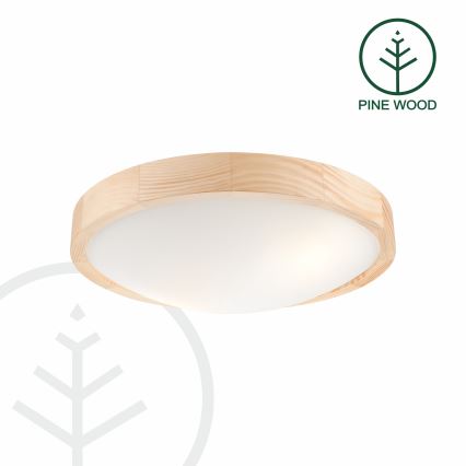 Loftlampe NATURAL SLIM 2xE27/60W/230V Ø37 cm fyrretræ