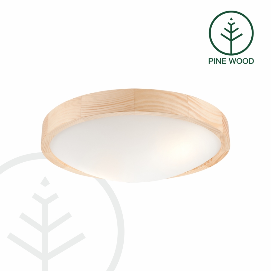 Loftlampe NATURAL SLIM 2xE27/60W/230V Ø37 cm fyrretræ