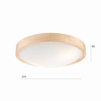 Loftlampe NATURAL SLIM 2xE27/60W/230V Ø37 cm fyrretræ
