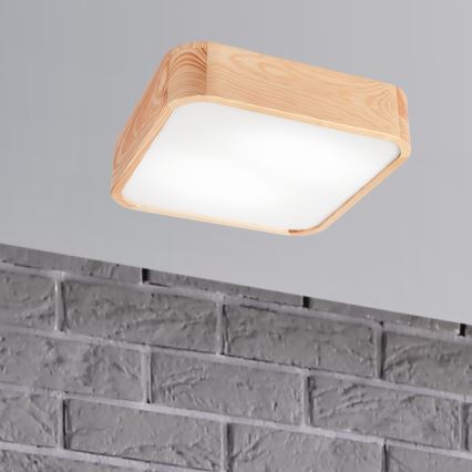 Loftlampe NATURAL SQUARE 2xE27/15W/230V 35x35 cm fyrretræ