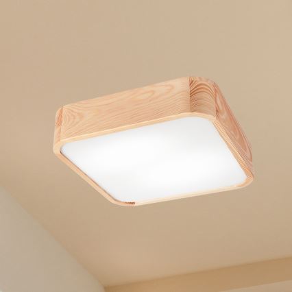 Loftlampe NATURAL SQUARE 2xE27/15W/230V 35x35 cm fyrretræ