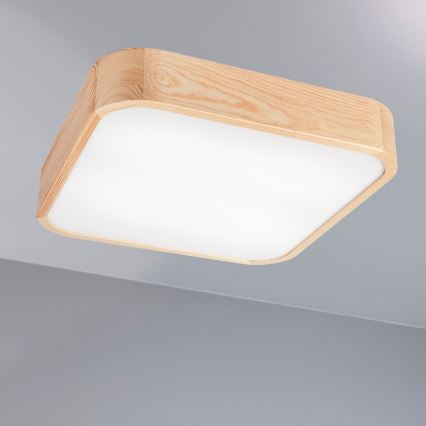 Loftlampe NATURAL SQUARE 4xE27/15W/230V 45x45 cm fyrretræ