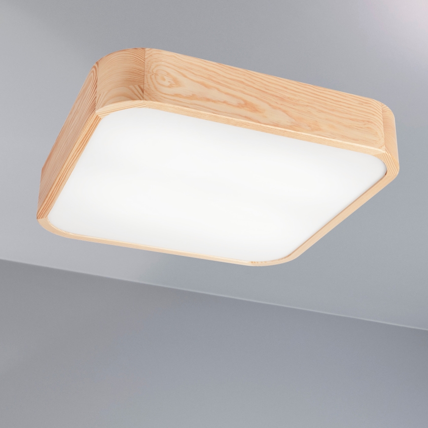 Loftlampe NATURAL SQUARE 4xE27/15W/230V 45x45 cm fyrretræ