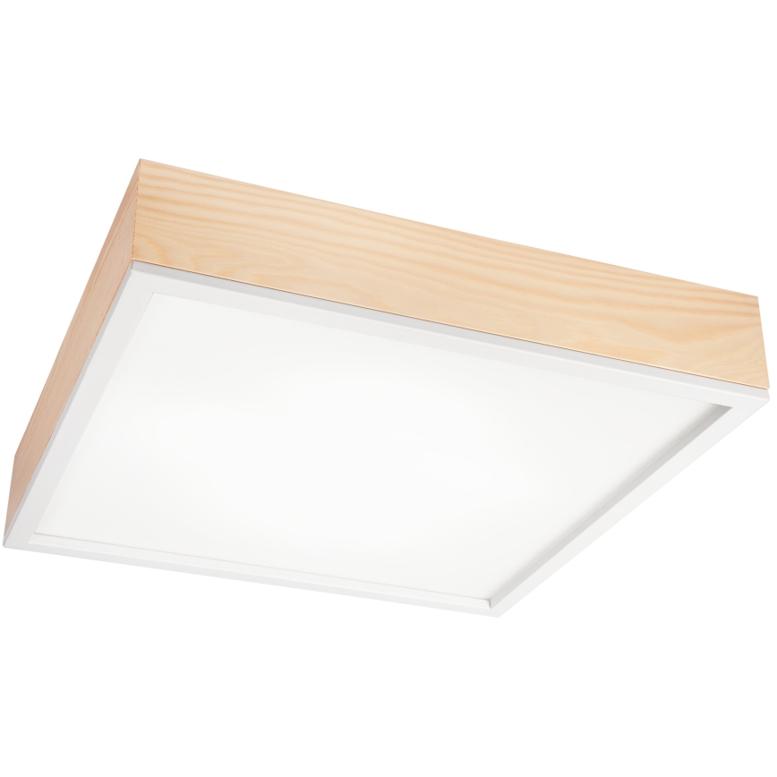 Loftlampe NATURAL SQUARE 4xE27/15W/230V 48x48 cm fyrretræ/hvid