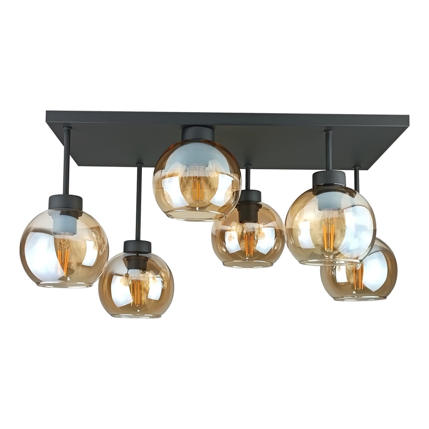 Loftlampe NESSA 6xE27/60W/230V sort/røget beige